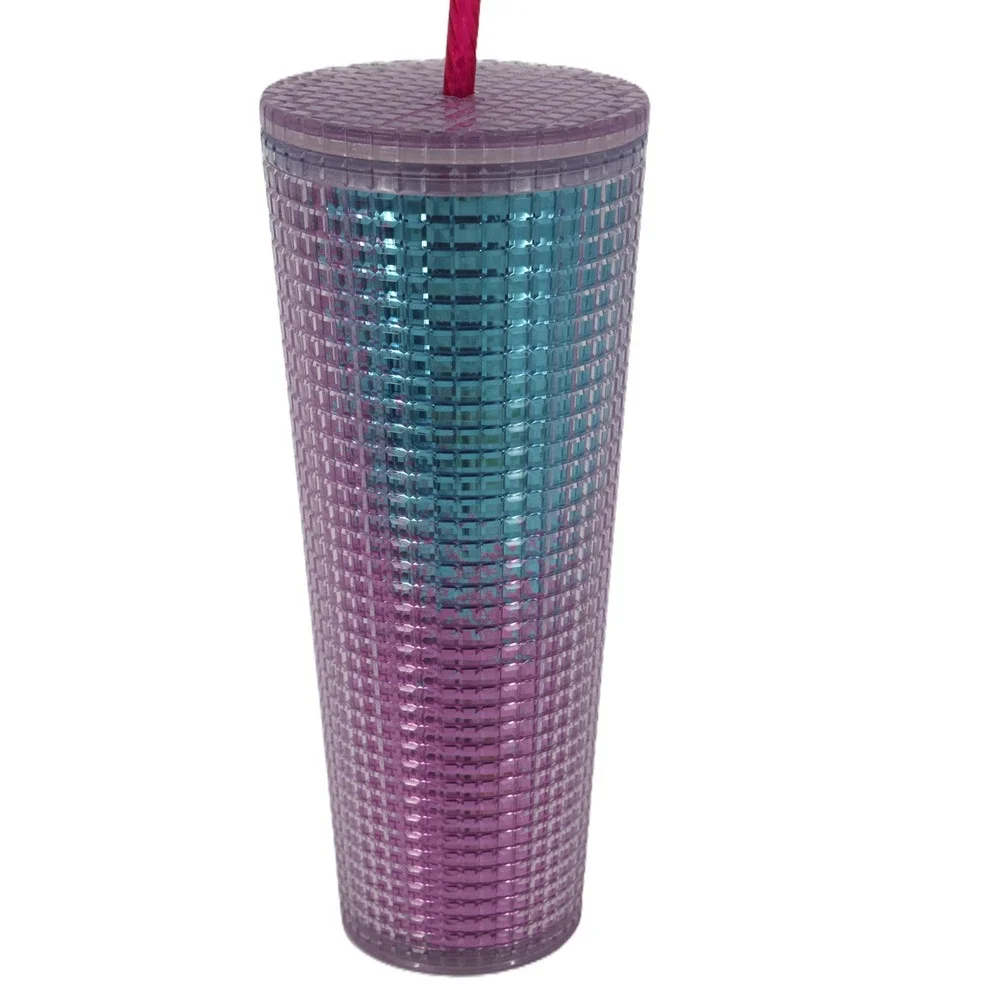 Starbucks Studded Tumbler Venti 24oz Purple Teal Ombre New Iridescent Cold Cup